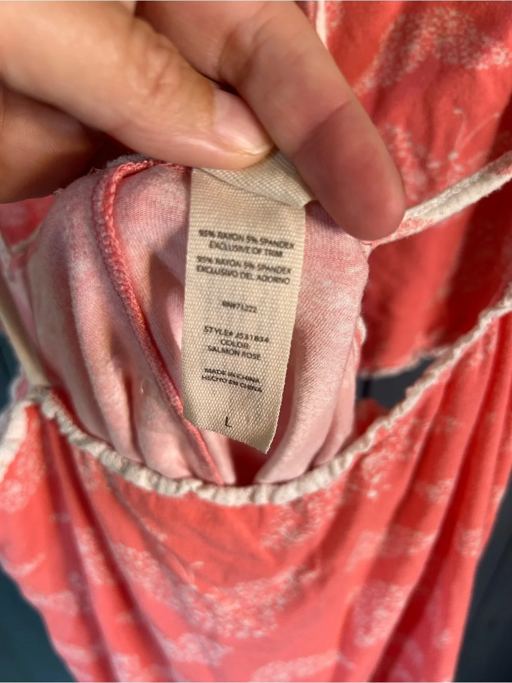 Jessica Simpson Coral Cami & Shorts Drawstring Waist w/ White Butterfly PJ Set L